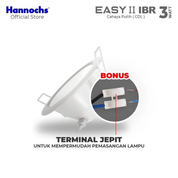 hannochs lampu downlight led easy ii 3w ibr cahaya putih inbow